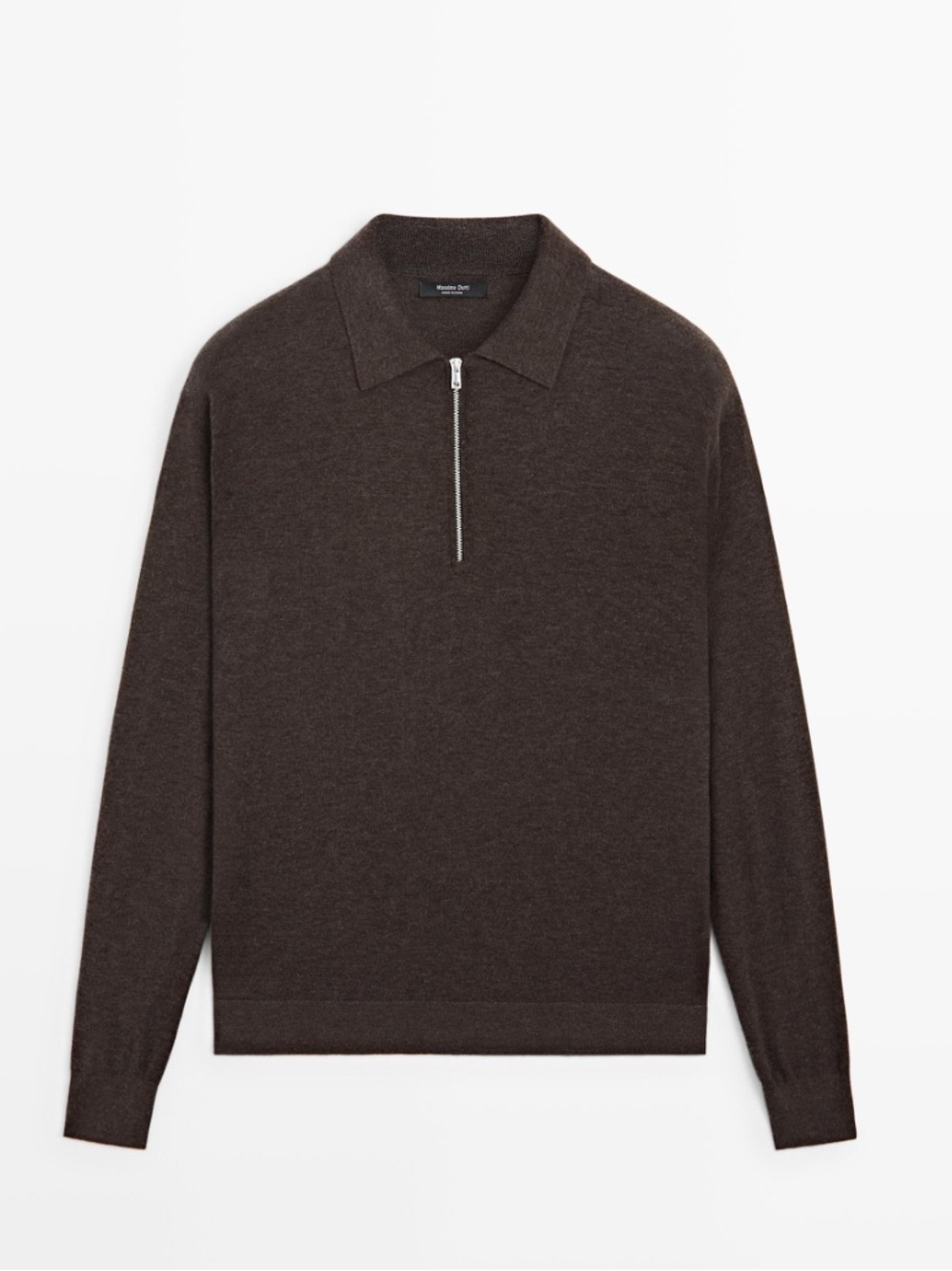 Massimo Dutti NWT WOOL BLEND QUARTER-ZIP KNIT SWEATER BROWN 0964/206 - Picture 2 of 11